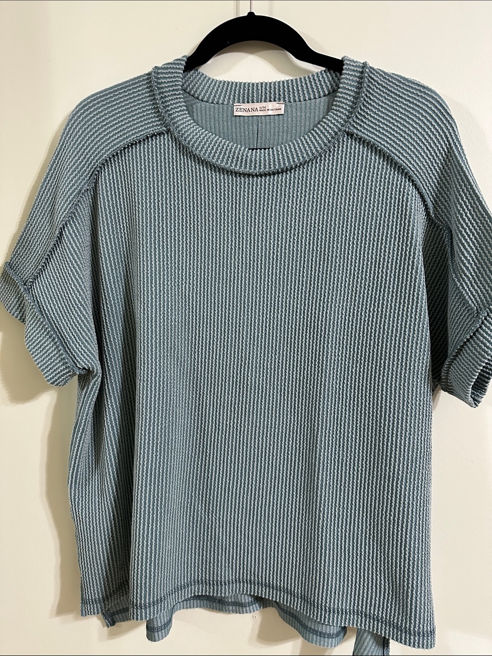 Zenana Seafoam Ribbed Short Sleeve Tee